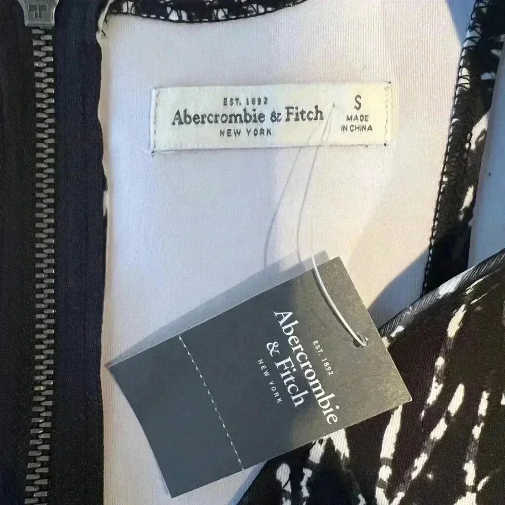Abercrombie and fitch black white print Tennis dress new small - Picture 5 of 9